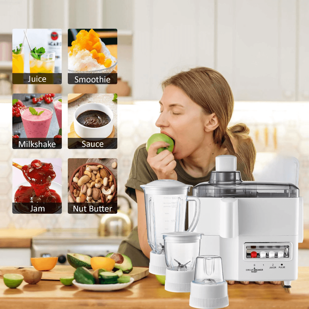 Extracteur de Jus 4 en 1 – Blender, Mixeur, Hachoir & Moulin Multifonction