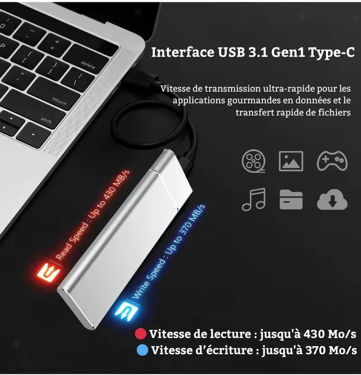 💾 Disque Dur Externe SSD Portable 8 To Ultra-Rapide – Performance, Résistance & Mobilité