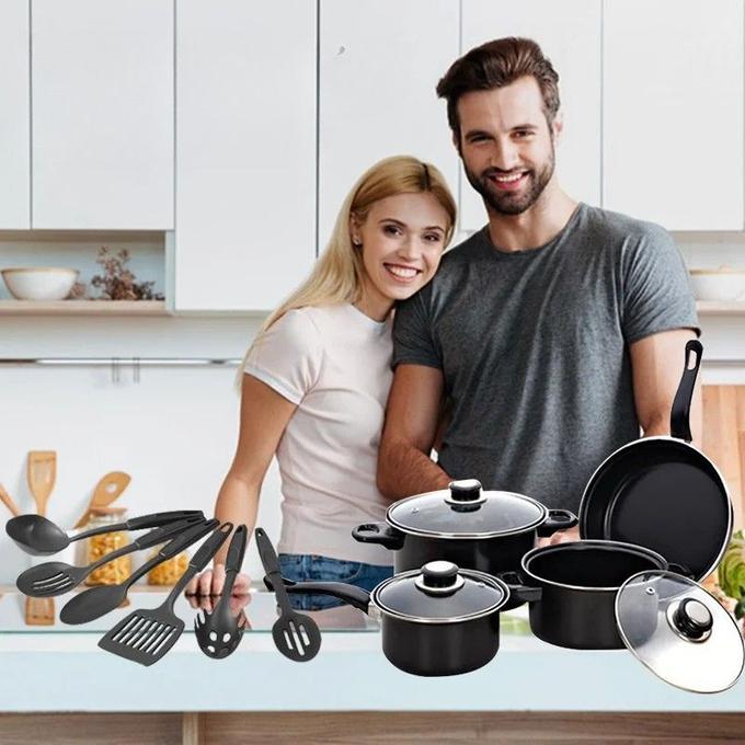 🍳 Batterie de Cuisine 13 Pièces – Marmites, Poêles & Couvercles | Édition Nouveauté 2025