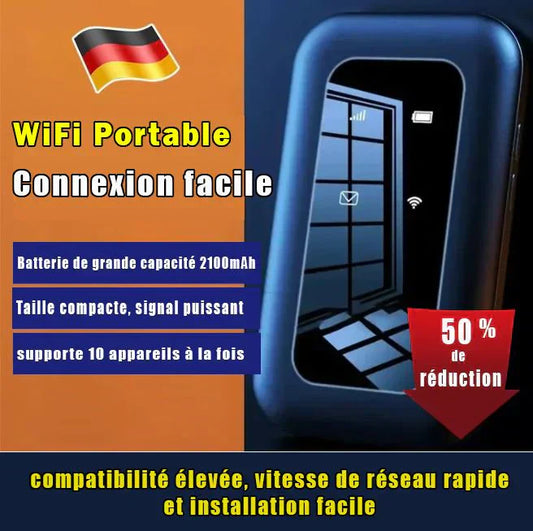 WiFi Portable Sans Fil 4G/5G – Fonctionne avec Carte SIM – Batterie 2100 mAh 🔋
