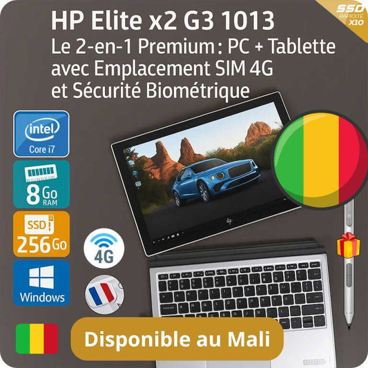 HP Elite X2 G3 1013 – 2 en 1 | i7 – 8 Go – 256 Go SSD+SIM – Sécurité biométrique – Écran Stylo Actif – AZERTY